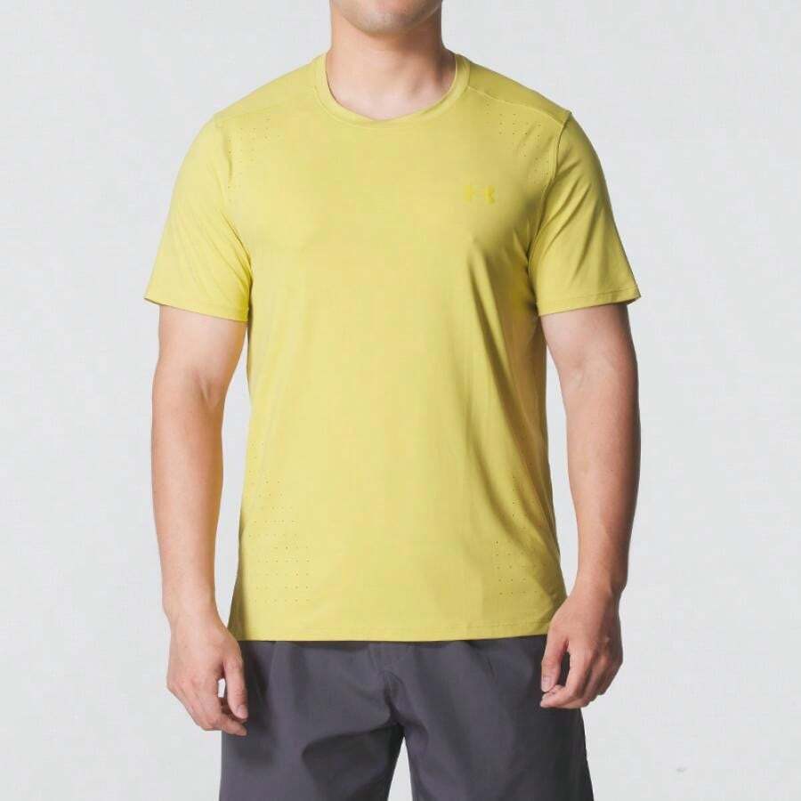 Under Armour Men's UA LAUNCH ELITE SHORTSLEEVE Short Sleeve Casual Top, Round Neck Minimalist T-Shirt 1389802-729 - Green Light Yellow - View 1