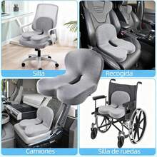 ¡RecomendadoCojín de Espalda y de Silla Combinado, Cojin para Coxis y Ciatica Lumbar, Soporte Lumbar para Silla de Oficina, Aliviar La Ciática, Base Antideslizante, para Oficina, Coche, Camión (Gris)¡Top de Temporada - Gris Oscuro - Ver 9