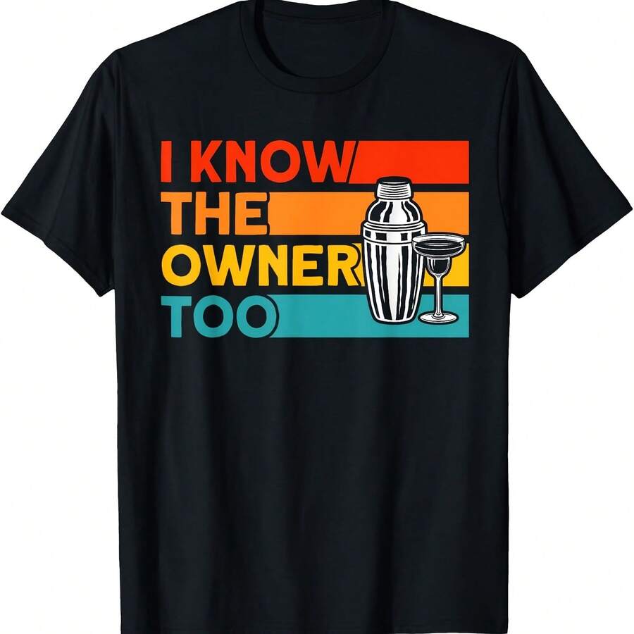 Camiseta "Camiseta de camarero que también conozco al dueño" - Negro 3 - Ver 1