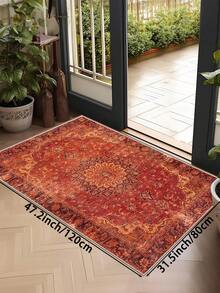 1pc Boho Style Large Area Rug, Mandala Flower Pattern, Soft & Comfortable Texture, Easy Maintenance, Non-Slip Backing, Suitable For Living Room, Bedroom, Kitchen, Dining Room, Office, Home Decor, Bedroom Decor, Room Decor And Doormat. - Redwood - View 12