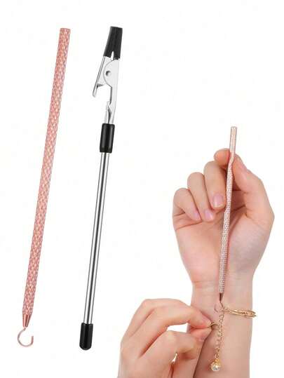 1pc Bracelet Assistant Includes Bracelet Wearing Auxiliary Hooks And Clips, Metal Bracelet Auxiliary Tools, Jewelry Fastening Tools, Suitable For Necklaces/Watch Buckles, Zippers, Handicrafts