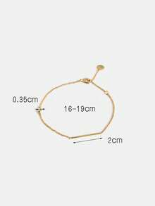 Charm-In 1pc Minimalist Gold-Tone Zirconia Chain Bracelet For Women - Yellow Gold - View 3