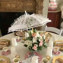 1 pièce Grand parapluie de mariée, parapluie de mariée style européen en dentelle, convient pour la décoration de la mariée, accessoire de photographie, protection solaire, manche robuste et résistant au vent, accessoire de mariage, décoration extérieure - Multicolore - Voir 8
