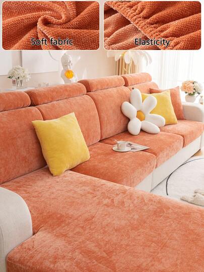 1 pieza Funda de sofá de chenilla, Funda elástica antideslizante, Lavable a máquina, Adecuada para decoración de sala de estar y dormitorio, Protector de cojín de asiento - Jian Yi