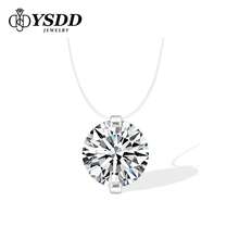 1 件精美璀璨的 1/2/3 克拉莫桑石美人鱼泪项链，S925 纯银简约圆形隐形链项链，适合日常佩戴和派对 - 無色 - 查看 2