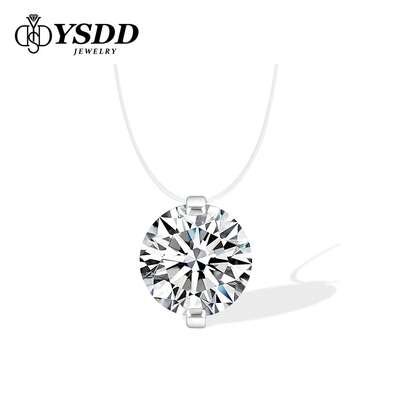 1 件精美璀璨的 1/2/3 克拉莫桑石美人鱼泪项链，S925 纯银简约圆形隐形链项链，适合日常佩戴和派对