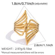 2pcs/1pc Stainless Steel Rings, Exaggerated Rings, High-End Temperament Cutout Rings, Elegant Rings, Adjustable Rings, Light Luxury Design, 304 Stainless Steel Ring Jewelry For Daily Wear - Multicolor - View 7