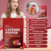 VivoNu 12-IN-1 Advanced Botanical Softgels, Cayenne Pepper, Black Pepper, Cinnamon, Berberine, Ginseng & Vitamin Blend, 240 Vegan Softgels, 80-Day Supply For Daily Nutritional Balance - 1 pcs - 查看 6