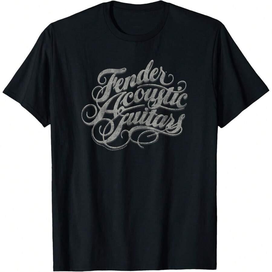 Fender Acoustic Guitars Retro Font Logo T-Shirt - màu đen - Xem 1