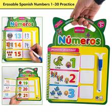 Erasable Spanish Alphabet & Numbers Practice Book Set Kids Preschool Spanish Educational Learning Workbook Reusable Dry Erase Writing Activity Book - Multicolor - View 16