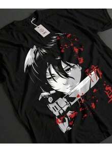 Unisex Anime Print T-Shirt, Japanese Anime T Shirt Men Graphic Tees Women'S Christmas Graphic Tee Men's Anime - Themed Print T Shirt AttackS OnS TitanS Rival Ackerman LeviSS Vintage T-Shirt Hip Hop Streetwear Graphic Cotton Men T Shirt New Tee Tshirt Womens Tops Men T-Shirt For Ourdoor, Perfect Christmas & Holiday Gift For Friends, Halloween Shirts For Men Black - Perfect Thanksgiving Christmas New Year Gift Breathable Cotton Crew Neck T-Shirt, Designed For Outdoor Life, Journeys, Hiking Trails, And Everyday Relaxed Style Ropa De Hombre Graphic Tee Men Clothes  Gras Valentine's Day Suitable For Anime And Manga Fans, Perfect For Everyday Wear And Parties. - 黑色10 - 查看 1