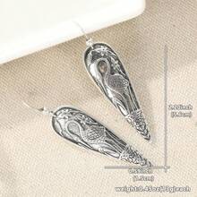 Artistic Classic & Retro Crane Pattern Long Earrings, Meticulously Crafted Earrings, Iconic Women's Jewelry Accessory, Earrings - Silver - View 8