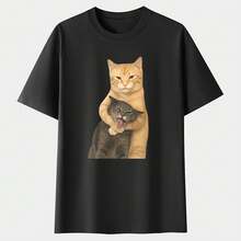 Camiseta lavable de 230g con estampado de momento de discusión entre gatos, camiseta de marca de moda retro batik de alta calidad, camiseta de hombre, camiseta de verano para hombre, regalo - Blanco - Ver 10