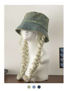 Washed Denim Bucket Hat For Women, Spring/Summer, Japanese Style Versatile, Small Face Flattering, Large Brim Sun Protection, Retro Washed Denim Blue Bucket Hat, High-End Feeling Sun Hat - Multicolor - View 10