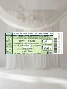 1pc Personalized Concert Ticket Wedding Invitation ,Customize Text,Custom Venue Card,Save The Date Ticket,Unique Wedding Invitation - Multicolor - View 8