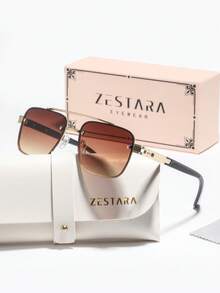 一副女士金属方框时尚眼镜，优雅奢华简约百搭休闲风格，时尚眼镜，适合音乐节、演唱会、派对等场合。 - 彩色 - 查看 15