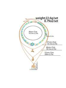 2pcs/Set Seaside Holiday Style Starfish, Shell, Plumeria Pendant Necklace, Elegant Luxury Vacation, Casual Daily, Party, Couple Date, Women's Festival Birthday Versatile Jewelry Gift - Necklace - View 4