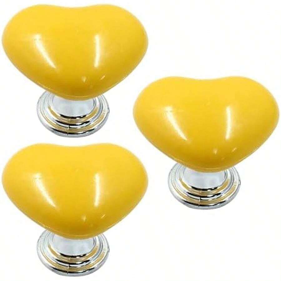 BokWin 3 Pcs Toilet Flush Tank Button Love Shape Toilet Push Button Women Manicures Toilet Button Pusher Tool For Bathroom(White) - Vàng-3 - Xem 1