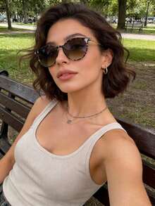 1 pereche de ochelari retro cu ramă completă din cupru pentru femei, stil clasic nou, potrivit pentru toate anotimpurile, eleganți și la modă, potriviți pentru golf, condus, ieșiri și alte ocazii, reprezintă un cadou minunat, potriviți și pentru condus, recreere în aer liber, petreceri pe plajă, fotografie stradală, festivaluri de muzică, petreceri și alte ocazii. - Culoare solidă - Vizualizare 2