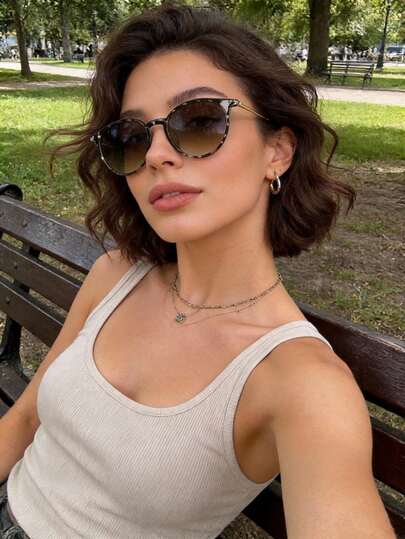 1/2pairs Women Leopard Copper Geometric Full Frame Classy Aesthetic Classic Popular Design Elegant Stylish Fashion Eyeglasses For Travel,Vacay Vibes,Driving,Business Casual Woman Fashion Accessories