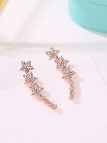 1 Pair Minimalist Fashion Five-Pointed Star Stud Earrings, Delicate Star Earrings, Elegant Party Wear For Women - Rose Gold - View 6