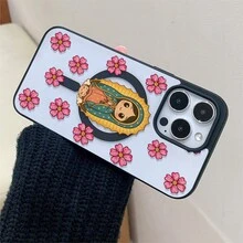 1 Stück, Blumenmädchen-Muster, minimales stilvolles Handygehäuse, Magnetsägestruktur, Unterstützung für drahtloses Laden von  11/12/13/14/15/17/Air/Pro/Plus/Pro Max und Galaxy S22/S223/S84/S25/Ultra/FE/EDGE-Serien. Geeignet als Geschenk für Freunde oder Valentinstagsgeschenke. - Verschiedenfarbig - Übersicht 3