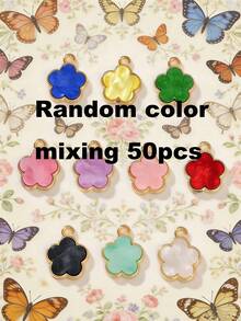 5/20/30/50/100/200/300/500pcs Multi-Color Fashionable Elegant Four-Leaf Clover & Five-Petal Flower Pendant, Suitable For DIY Necklace, Bracelet, Earring, Keychain, Phone Strap, Couple Gift Jewelry Making - Five-petal Flower - View 26