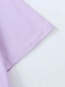 Áo thun ngắn tay dáng rộng thoải mái, thoáng khí, thiết kế phong cách retro LA Academy dành cho thiếu niên nam, trang phục thường ngày mùa hè ở trường, áo nam. - Màu tím - Xem 4