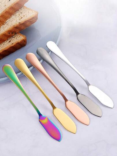 1pc Stainless Steel Colorful Cheese/Butter Knife, Bread/Jam/Butter Spreader, Cheese/Dessert Knife, Sandwich/Cheese/Butter Spreading Tool, Multi-Purpose Cutting Knife, Suitable For Kitchen, Dining, Party