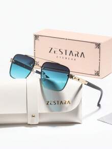 一副女士金属方框时尚眼镜，优雅奢华简约百搭休闲风格，时尚眼镜，适合音乐节、演唱会、派对等场合。 - 彩色 - 查看 16