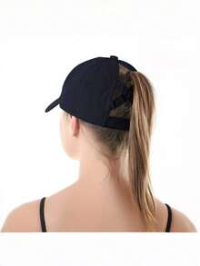 1pc Unisex Baseball Cap With Ponytail Hole - Breathable Quick-Dry Mesh Cap, Adjustable Design, Available In Black/White/Pink/Gray, Suitable For Running & Casual Wear. Material: [Fabric Material] - Multicolor - View 11