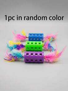 1 pieza Juguete realista de plumas para gatos, hecho de fibra de poliéster con campana incorporada, alivio del estrés, adecuado para gatos de todas las edades, sin batería - Multicolor - Ver 6