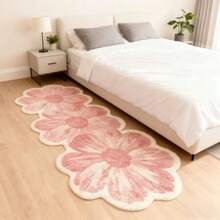1pc Pink & White 3-Flower Area Rug, Living Room Decor, Bedroom Decoration, Home Casual Carpet, Decorative Rug, Small Rug, Carpet, Home Decor, Living Room Carpet, Living Room Small Rug, Bedroom Carpet, Living Room Home Decor, Outdoor Rug, Fleece Rug, Plush Rug, Autumn/Winter Rug, Thick/Fluffy, Washable Carpet - Multicolor - View 3