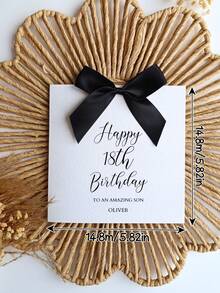 1pc Customize Text Birthday Bow Card, Luxury Birthday Card,"Happy Birthday" Greeting Card,Satin Bow Design Card,Birthday Invitations,Party Favor Birthday Card - Multicolor - View 6