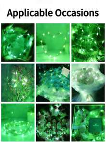 2 Sets Fairy String Lights, AA Battery Powered, Low Voltage, Flexible Copper Wire, Create Warm & Romantic Ambiance, Suitable For Wedding, Holiday, Bedroom, Party, Valentine's Day, Bedside, Room, Home, Festival And Event Decoration - Green - View 4