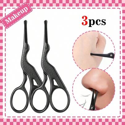 1pc Stainless Steel Pointed Nose Hair Trimmer, Crane-Shaped Beauty Eyebrow Scissors, Nose Hair Trimmer, Mustache Trimmer, Ear Hair Trimmer, Eyebrow & Eyelash Grooming, Stainless Steel Eyebrow Scissors, Makeup Accessories, Round-Tip Eyebrow Scissors, Professional Facial Hair Trimmer For Men And Women, Home Beauty