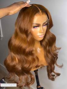 10-36英寸 180%密度 蕾丝前假发 真人发混纺 自然波浪 透明瑞士蕾丝 180%密度 13x4蕾丝前假发 真人发混纺 预先拔毛 带婴儿绒毛 女士款 棕色 - 棕色 - 查看 3