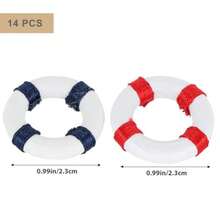 14pcs Mini Life Ring Decorations Wood Landscape Swim Ring Buoy Home Wall Nautical Decor Miniature Swim Ring Decorative Ornaments - -如圖所示- - 查看 2