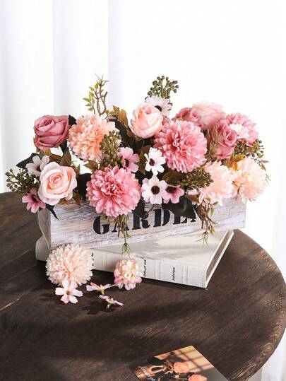 1pc/3pcs Pink Artificial Rose Flower Bouquet, Suitable For Restaurant, Bedroom, Vase Decor, DIY Birthday Party Cake Decor, Valentine's Day & New Year Gift, Photography Props, Vase Decor, New Year Decor, Outdoor Garden Decor