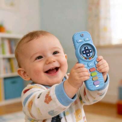 Baby Teething Toy, Soft Silicone Remote Shape Molar Teether  Chew Toy Rattle Dental Supplies