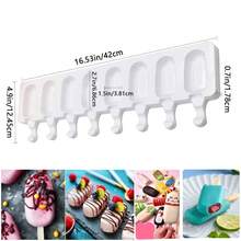8-Cavity Silicone Ice Cream Pop Mold, Reusable DIY Classic Ice Cream Maker - Multicolor - View 10