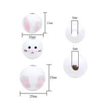 Easter Bunny Wooden Bead & Linen Rope, White Rabbit Pendant Bracelet Beads, DIY Craft Supplies - Multiple Styles - View 10