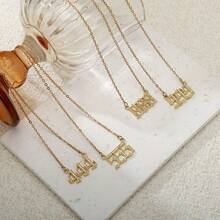 天使数字吊坠项链 111-999，配不锈钢链，立方氧化锆，数字铜质吊坠，可选数字 222、333、444、555、666、777、888，简约风格幸运吊坠 - 彩色 - 查看 5