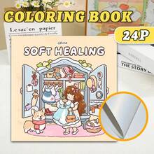 GDTME Sách tô màu 24 trang dễ thương và mộng mơ về cuộc sống thường nhật, ấm áp và quyến rũ, hoàn hảo để thư giãn. Các trang có thể xé ra để trang trí. Một món quà lý tưởng cho sinh nhật, tựu trường, Ngày Quốc tế Phụ nữ, văn phòng phẩm hoặc trang trí phòng, Kích thước: 7.9x7.9 inch. - Thời gian dịu dàng - Xem 9