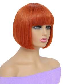 Short Straight Wig With Bangs, Synthetic Hair, Orange Color - S350 - View 4
