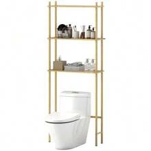 3-Tier Toilet Shelf, Bathroom Shelf With Anti-Tip Protection, Multifunctional Space-Saving Laundry Shelf, Country Style, Natural Wood - 自然木色 - 查看 8