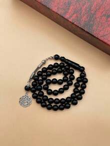 1 件 51 件深棕色稳定固体丙烯酸树脂珠手链，适合男士日常佩戴 - 原子 - 查看 8