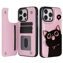 Funda de Teléfono de Cuero Sintético Magnético con Diseño de Gato Adorable, Compatible con iPhone 12, 12 Pro, 12 Pro Max, 13, 14, 13 Pro, 13 Pro Max, 14 Plus, 14 Pro, 14 Pro Max, 15, 15 Plus, 15 Pro, 15 Pro Max, 16, 16 Plus, 16 Pro, 16 Pro Max, 17, 17 Pro, 17 Air, 17 Pro Max - Rosa - Ver 4