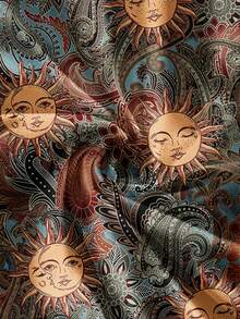 女士不对称下摆休闲印花露肩上衣，适合约会和外出穿着 - 彩色 - 查看 4