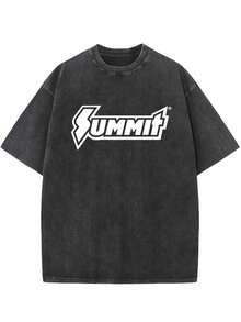 SUMMIT Print T-Shirt - Men's Short-Sleeved Cotton T-Shirt - Loose Fit, Street Style, Retro Casual Attire. 100% Cotton Pullover. Gift - màu đen - Xem 3
